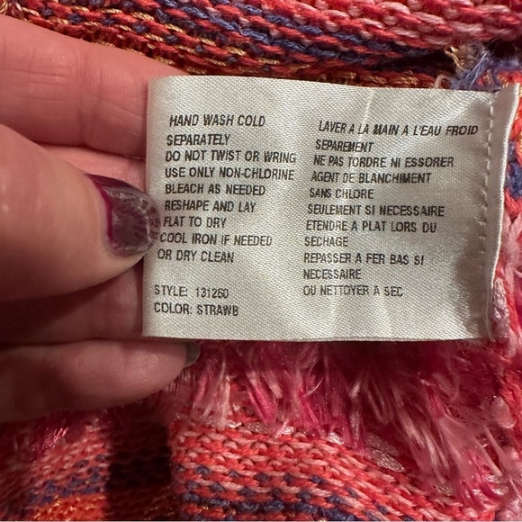 Northern Isles Cardigan Sweater Women's Small Pink Knit Ramie Fair Isle Vintage - Picture 5 of 9